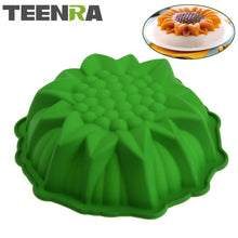 Load image into Gallery viewer, TEENRA 1Pcs Sunflower Silicone Baking Pan Pizza Pan Baking Form Round Silicone Pan Cake Baking Tray Silicone Mold Bakeware