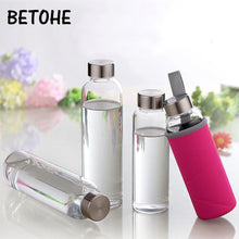 Load image into Gallery viewer, Glass Water Bottle with protective bag Travel Drinkware Portable Bottle Transparent Bottle for Water Tea Glass Sport Bottle