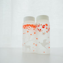 Load image into Gallery viewer, Sakura Swallow Frost Glass Water Bottle with Sleeve 430ml Elk Bottles Creative Camping Sport Bottle Tour Drinkware Dropshipping
